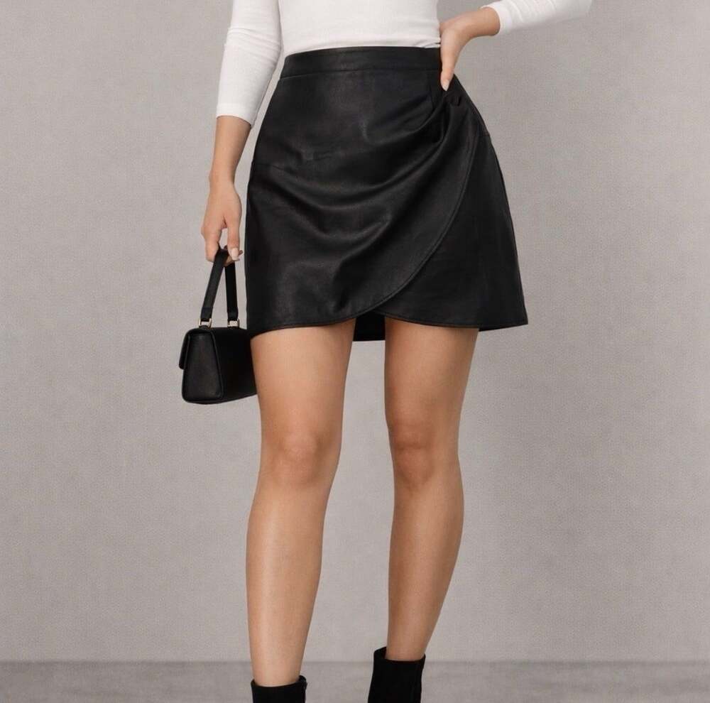 Abercrombie & Fitch Faux Leather Edgy Chic 90’s Y2K Grunge Rockstar Mini Skirt-S